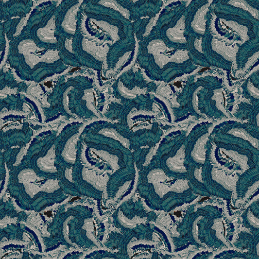 Textured Teal Waves Wallpaper⁠