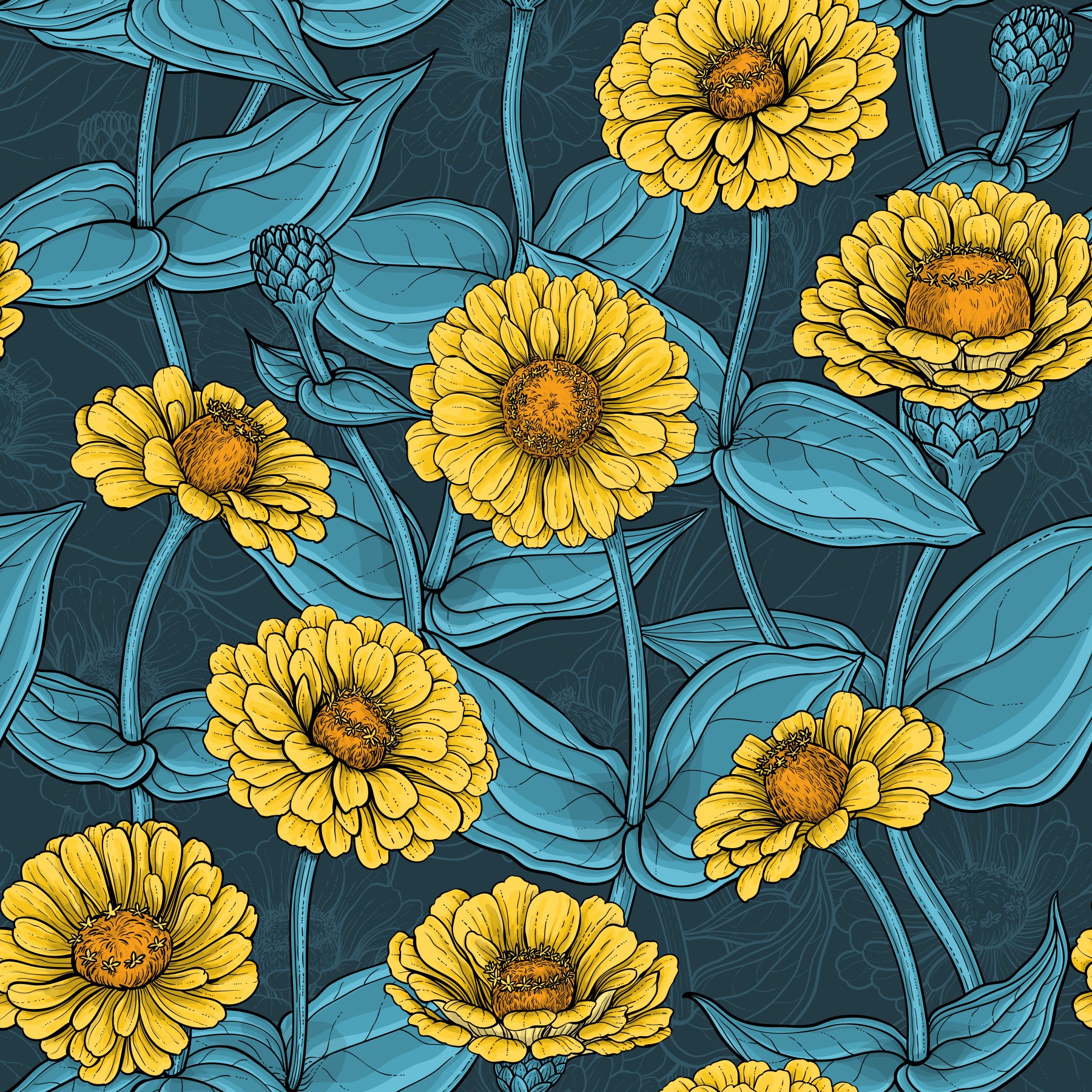 Yellow zinnia garden botanical Wallpaper⁠