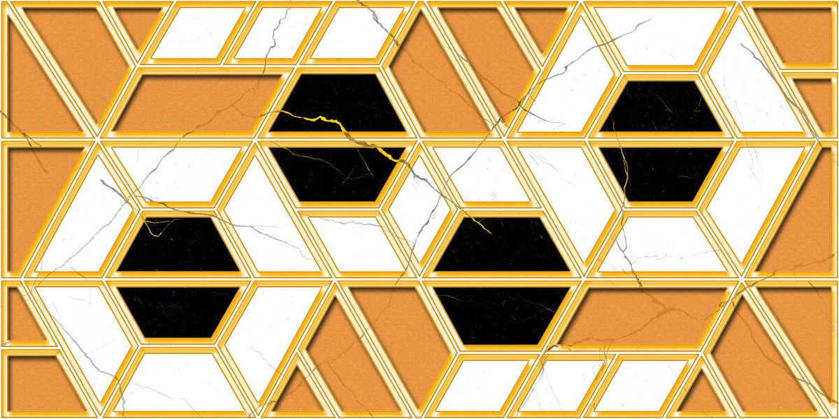 Luxury Gold Geometric Marble Wallpaper Wall Mural in your room — zoomed