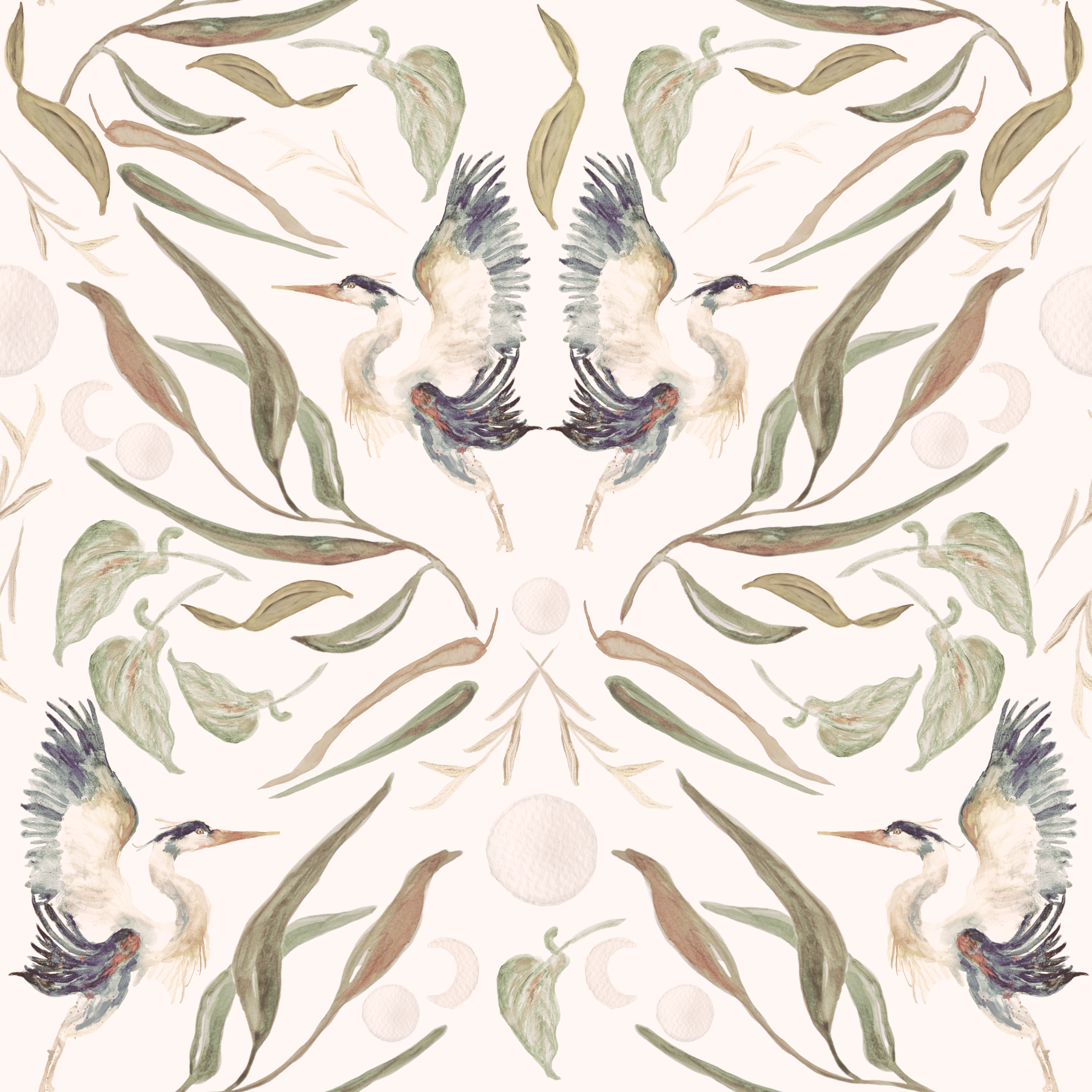 Blue Herons White Wallpaper⁠