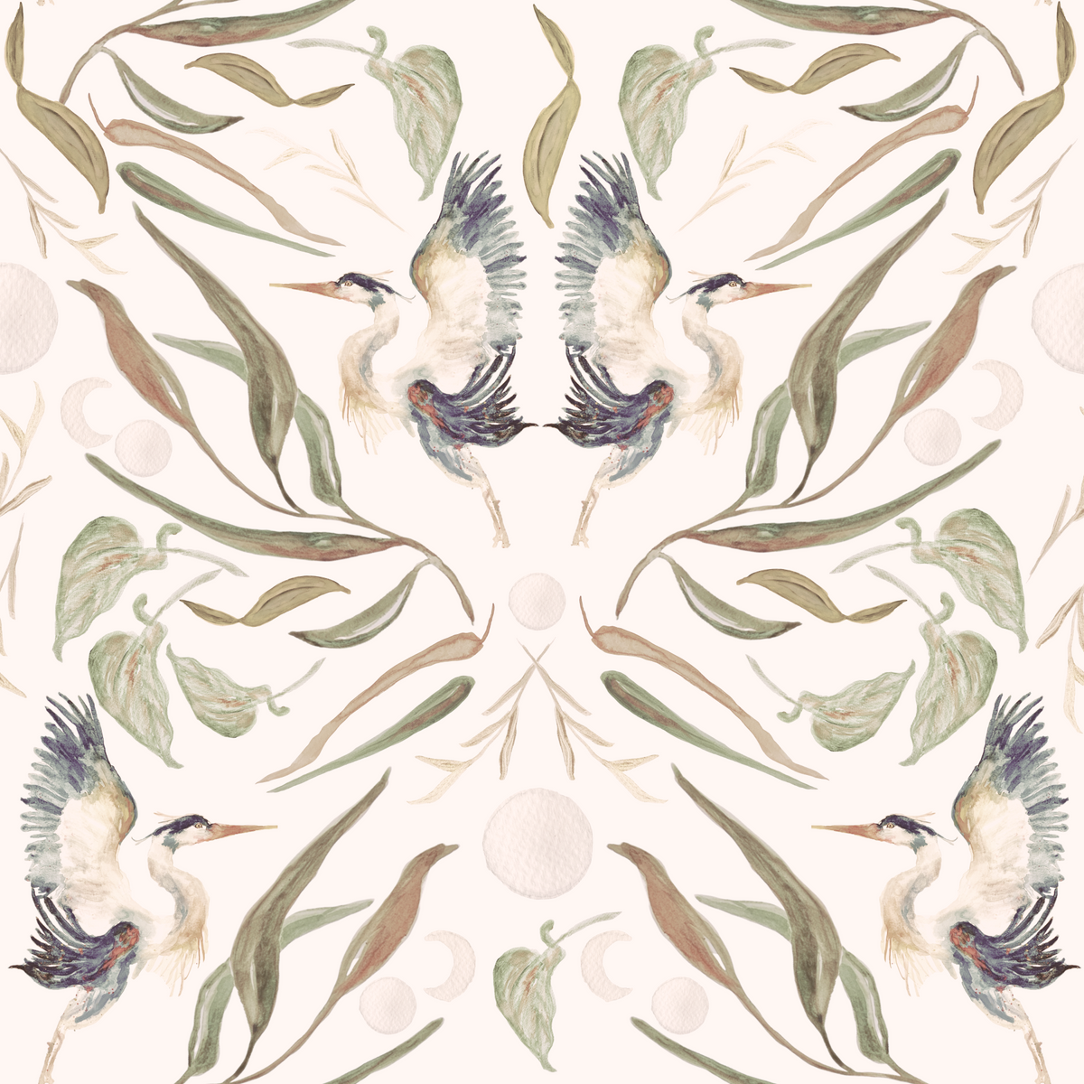 Blue Herons White Wallpaper⁠ in your room