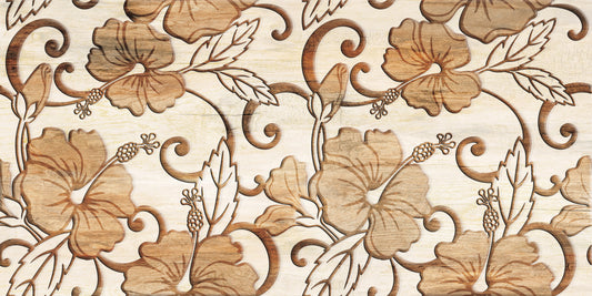 : Vintage Beige Floral Wood Texture Wallpaper Wall Mural