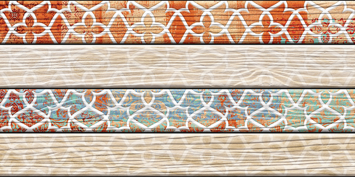 Vintage Turquoise Rust Geometric Wallpaper Wall Mural in your room