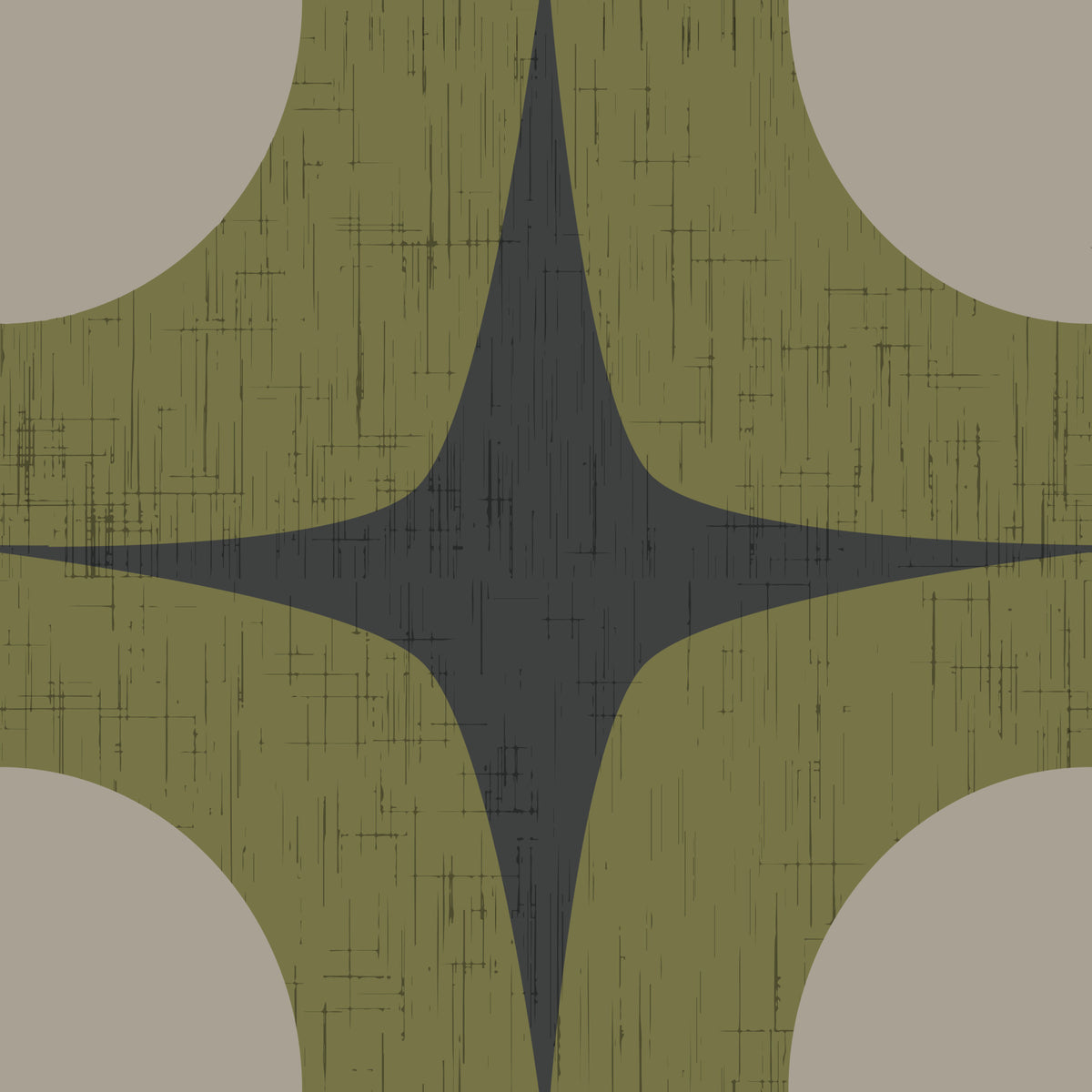 Charcoal Grey Atomic Starburst Wallpaper Mid Century Modern Wallpaper⁠ in your room