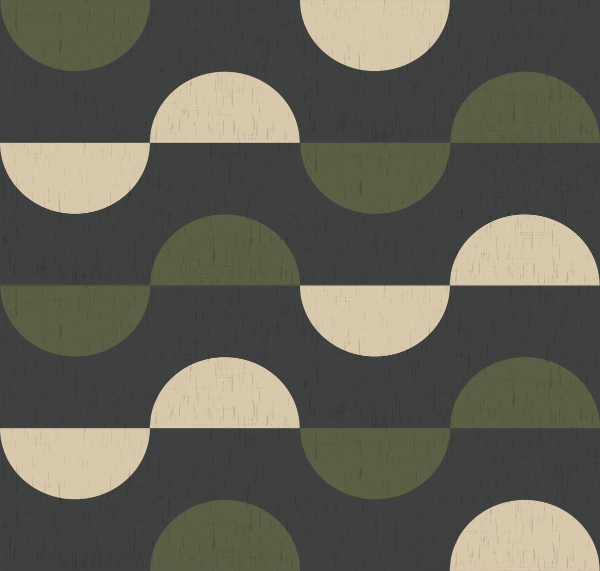 Charcoal and Olive Half Moon Wallpaper Mid Century Geometric Wallpaper⁠ in your room — zoomed