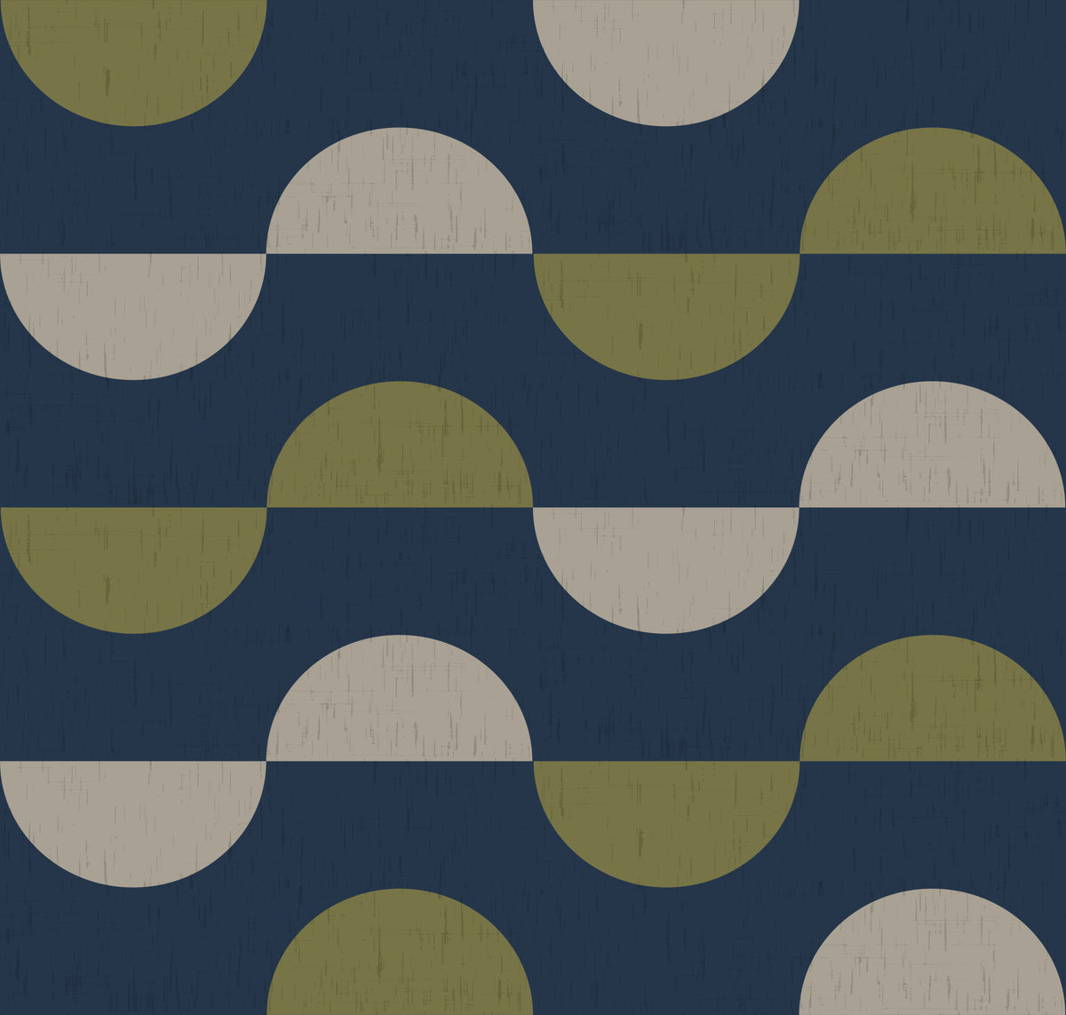 Navy and Olive Half Moon Wallpaper Retro Mid Century Modern Wallpaper⁠ in your room