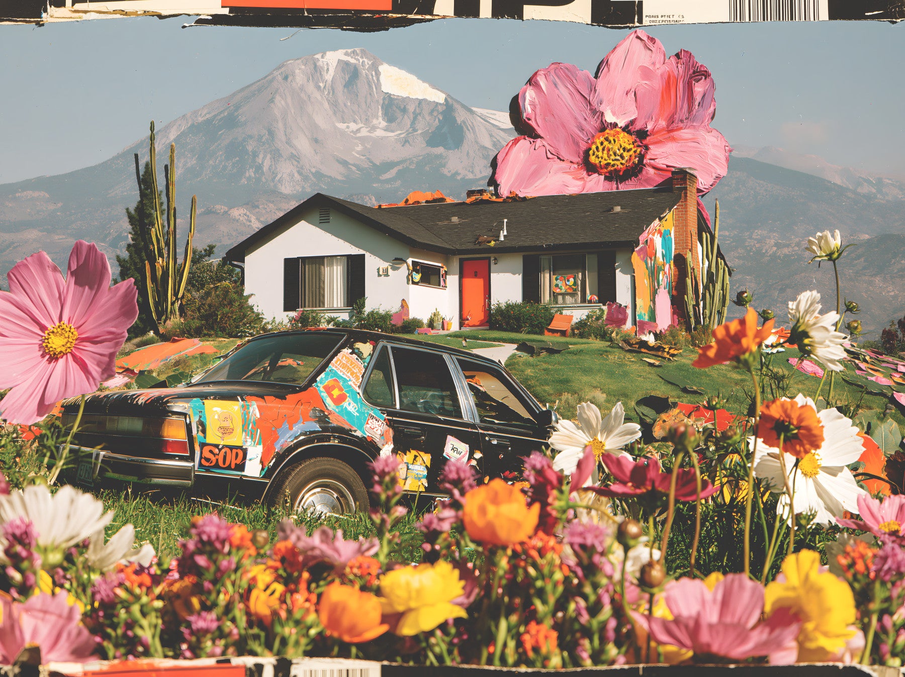 Surreal Alpine Floral Meadow Wall Mural
