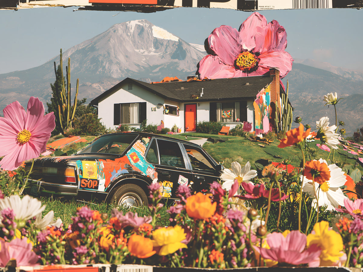 Surreal Alpine Floral Meadow Wall Mural in your room — zoomed