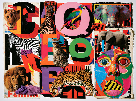 Eclectic Safari Collage Wall Mural