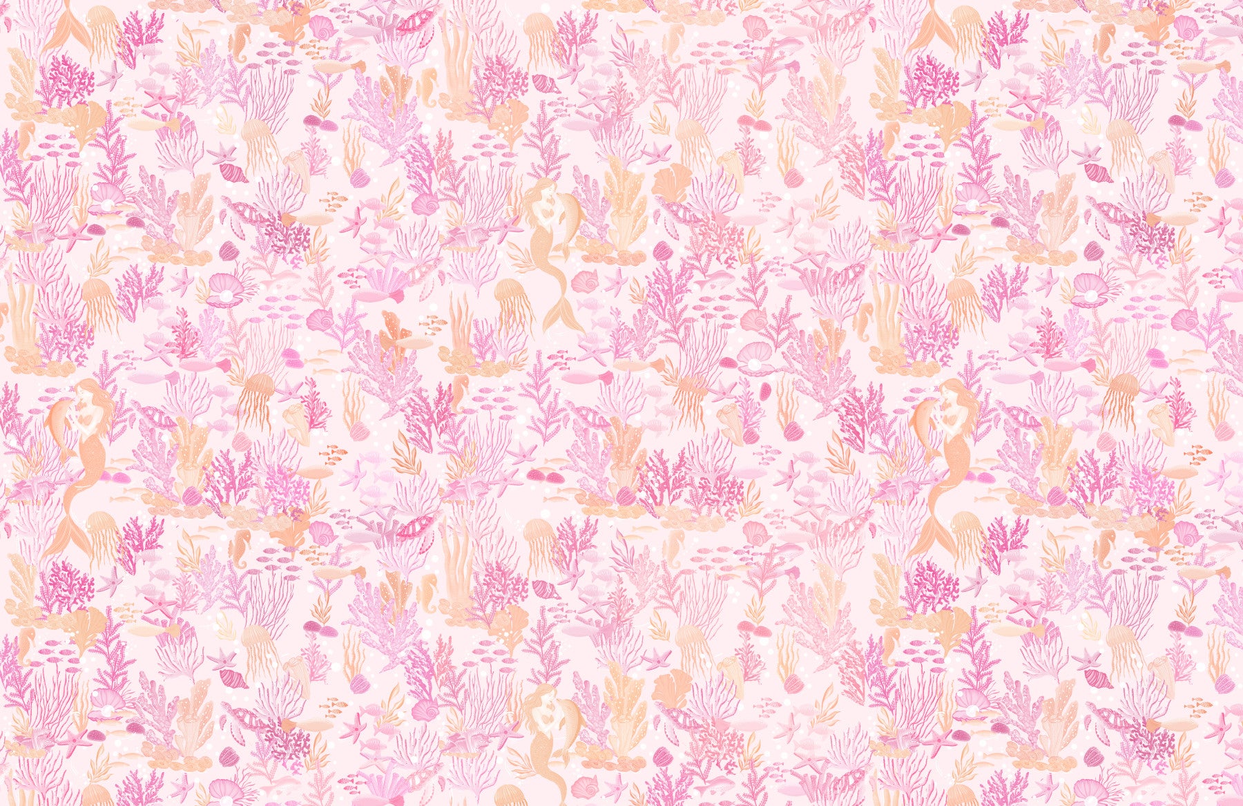 Pink Mermaid Underwater Fantasy Wallpaper⁠