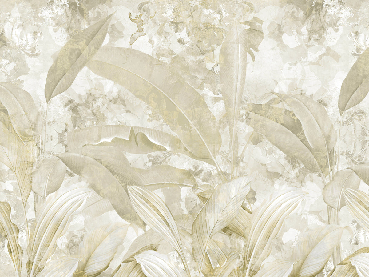 Neutral Beige Tropical Wallpaper Mural Wall Mural in your room