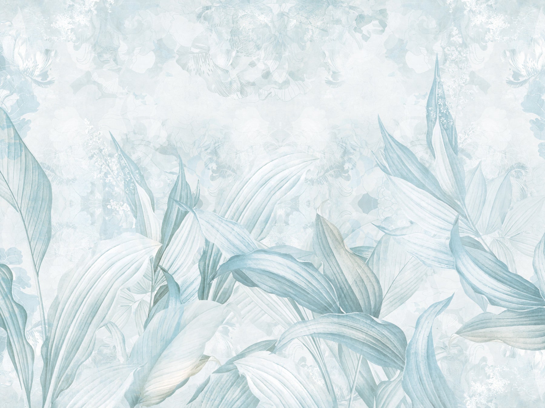 Soft Light Blue Botanical Wall Mural Wall Mural
