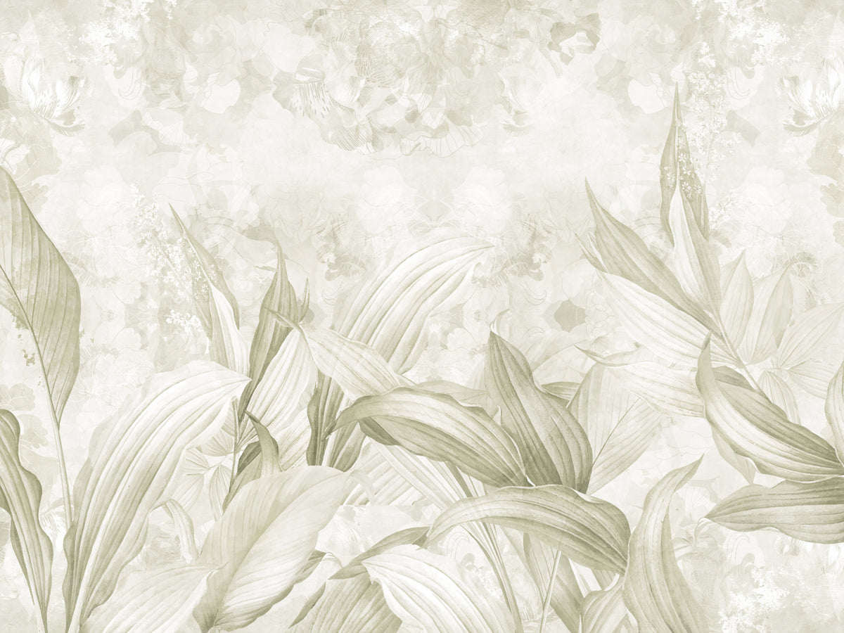 Soft Natural Cream Botanical Wall Mural Wall Mural in your room — zoomed
