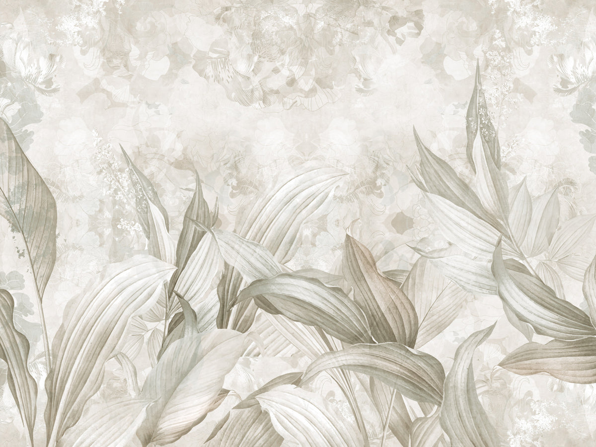 Sage Green Botanical Leaf Wall Mural Wall Mural in your room