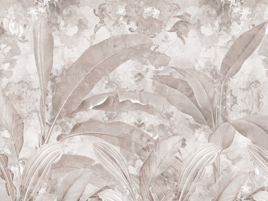 Dusty Mauve Tropical Botanical Leaf Wall Mural Wall Mural