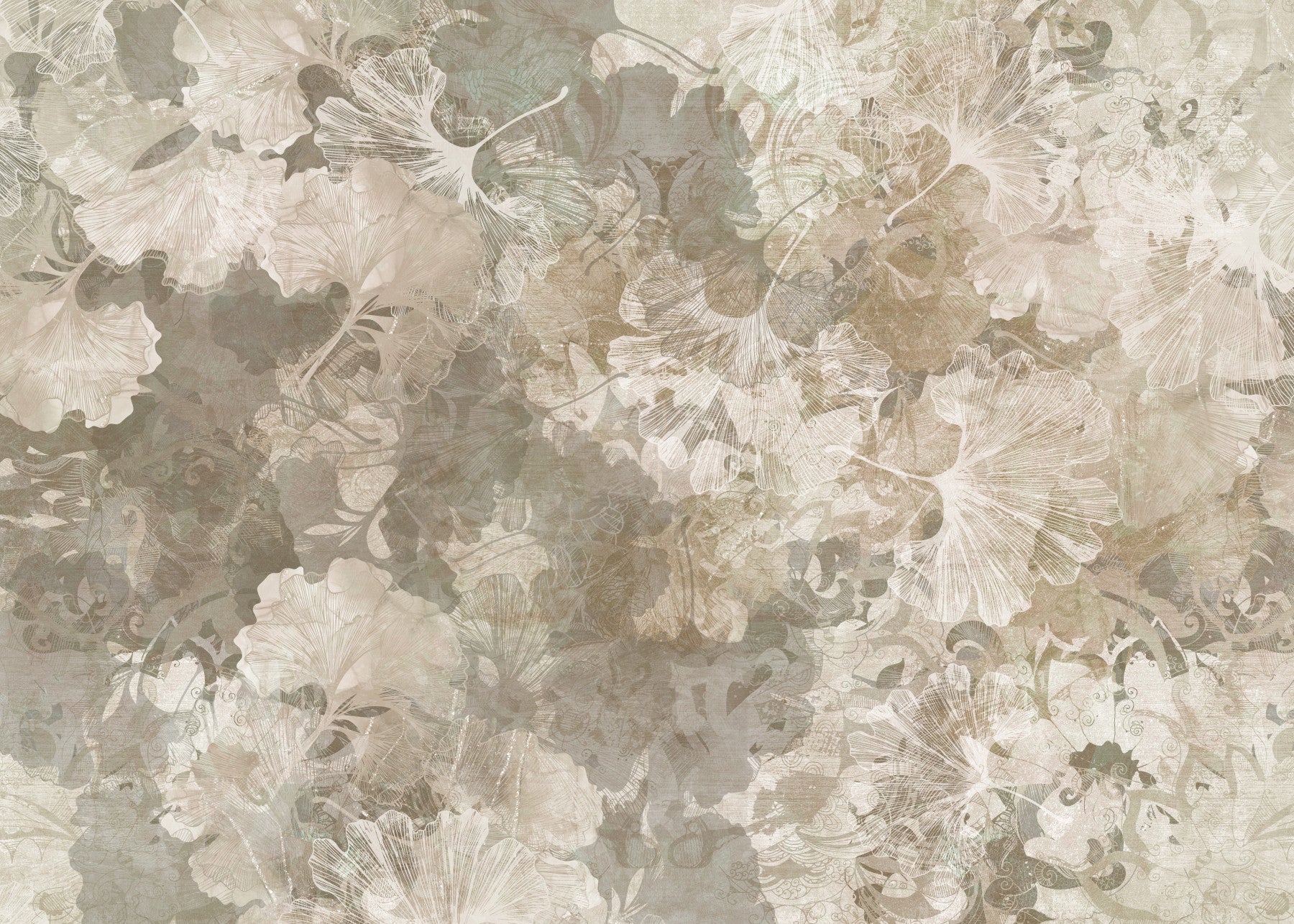 Warm Sand Golden Ginkgo Leaf Vintage Wall Mural Wall Mural