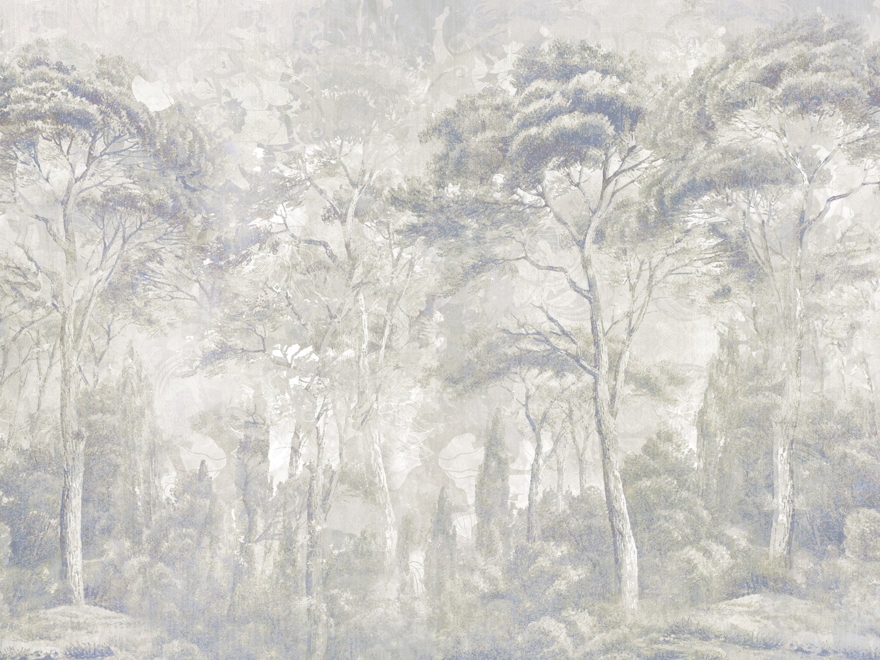 Warm Sand Grey Misty Forest Landscape Wall Mural Wall Mural