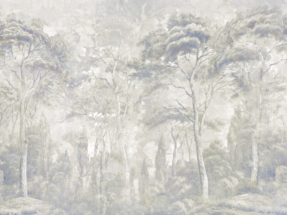 Warm Sand Grey Misty Forest Landscape Wall Mural Wall Mural in your room — zoomed
