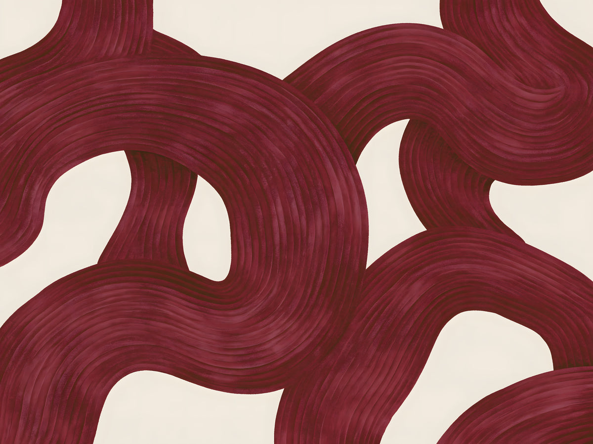 Deep Burgundy Intertwined Arches Wall Mural in your room