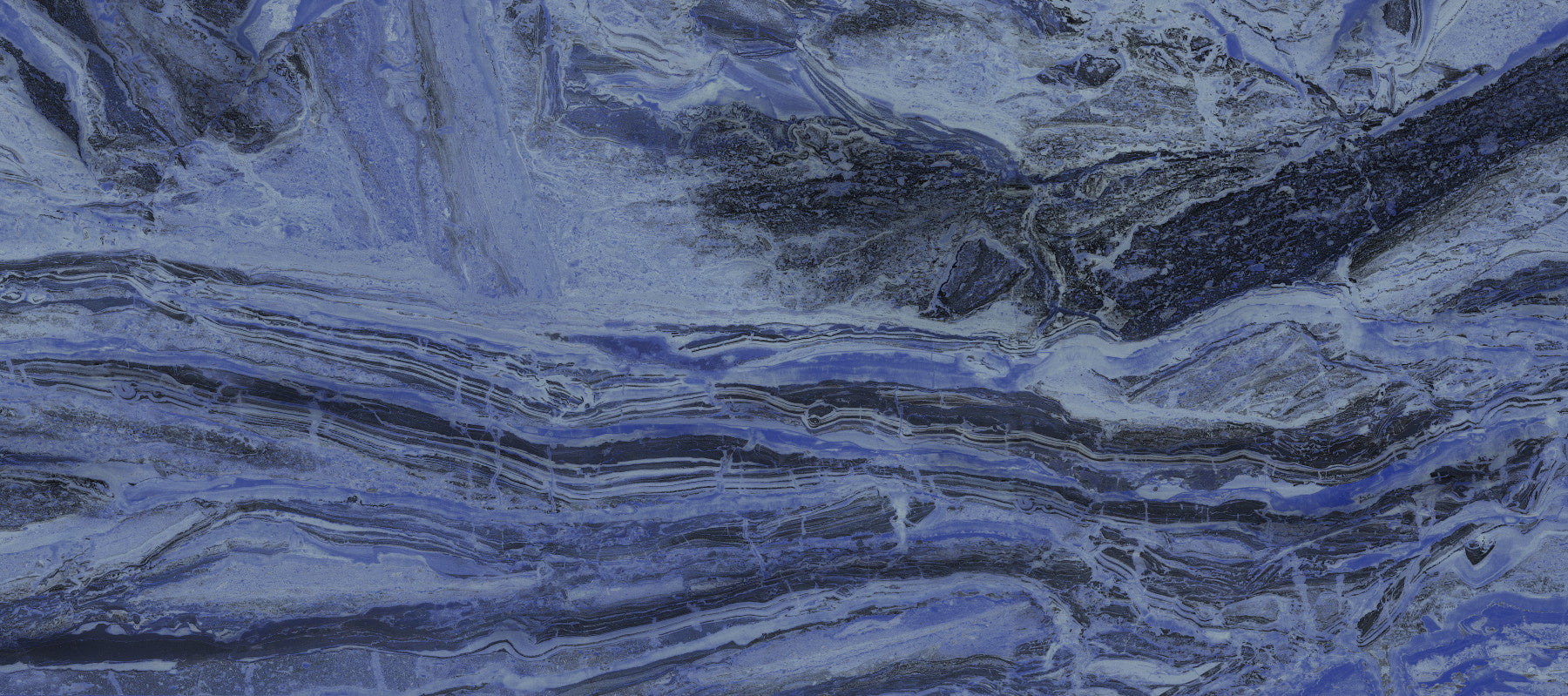 Deep Azure Fluid Marble Swirls Wall Mural