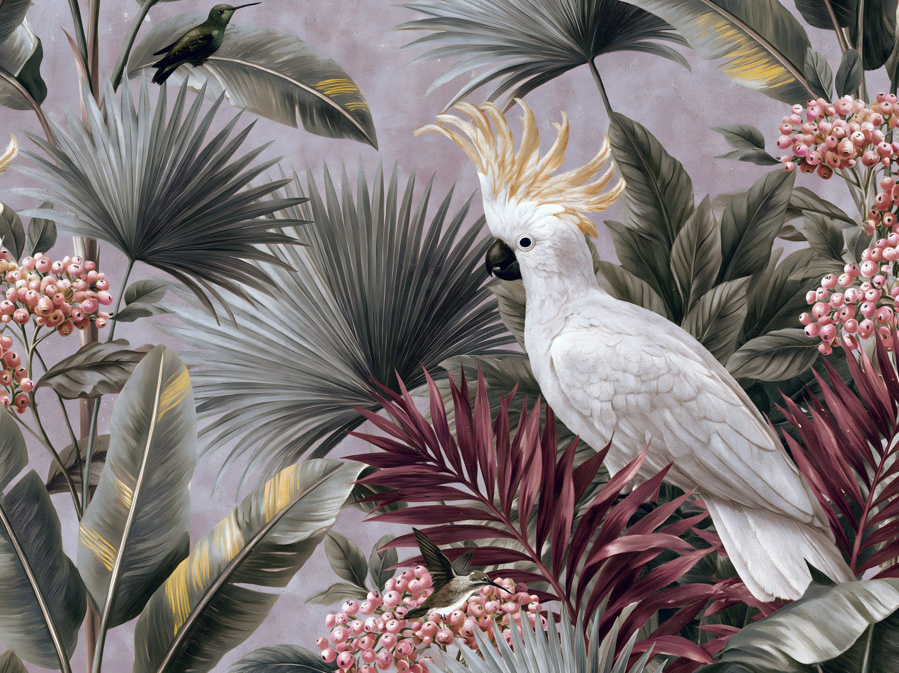 Cockatoo and Tropical Flora Wall Mural