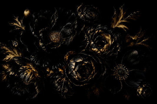 Opulent Gold Petal Still Life Wall Mural