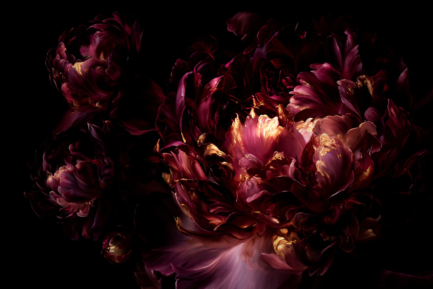 Midnight Crimson Bloom Wall Mural