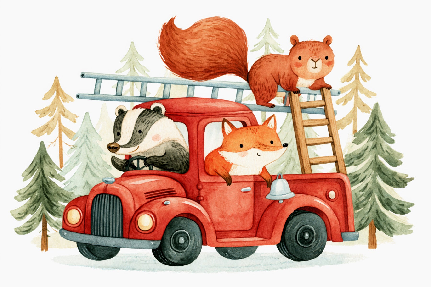 Forest Firefighters Animal Adventure Wall Mural