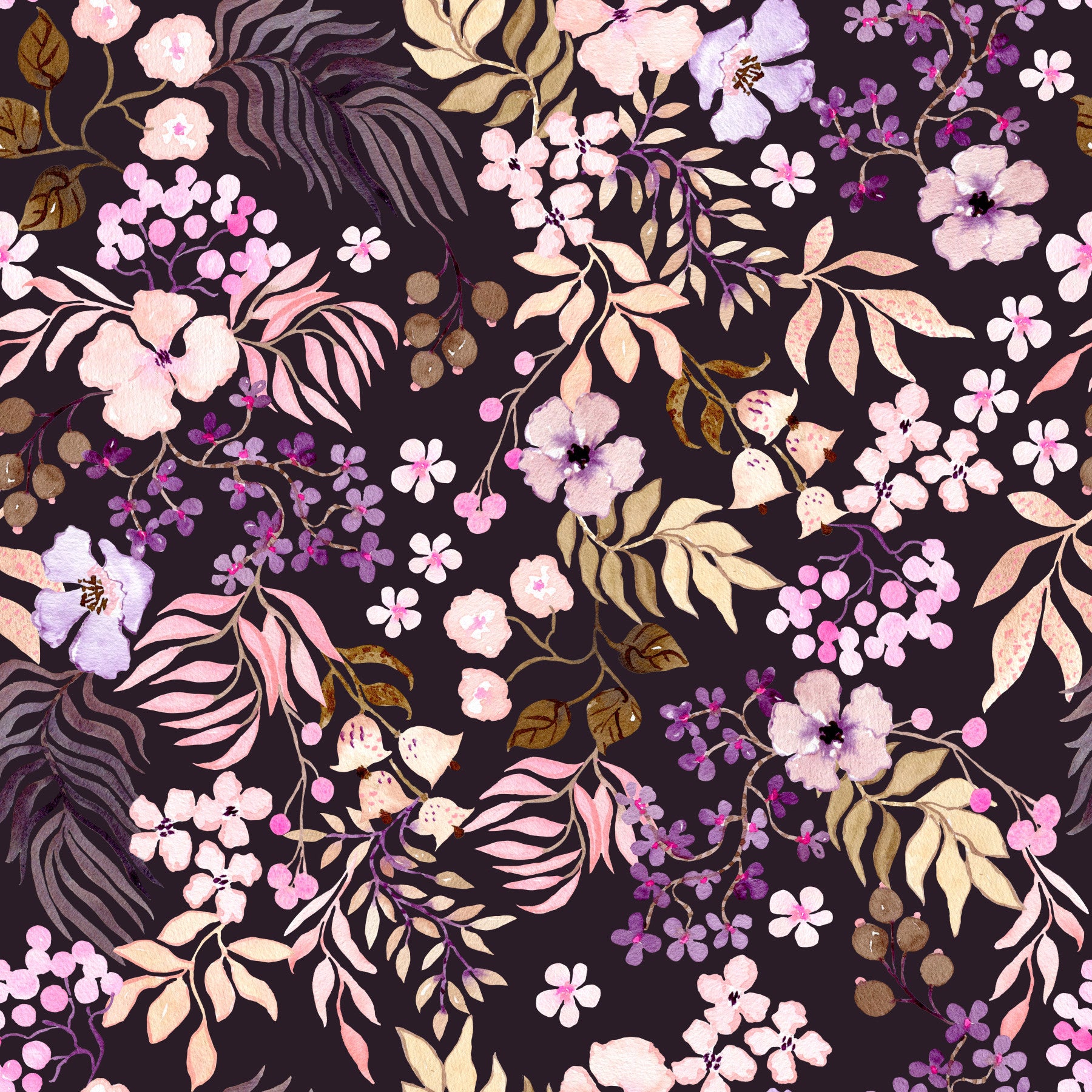Dark Botanical Wildflowers Wallpaper⁠