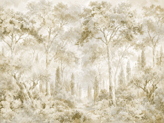 Oatmeal Mist Tuscan Forest Path Wall Mural