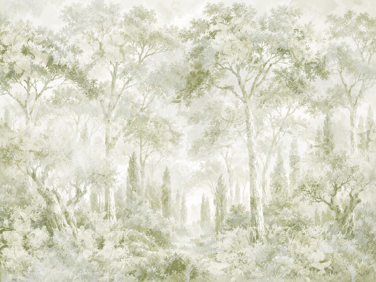 Eucalyptus Green Tuscan Forest Path Wall Mural in your room — zoomed
