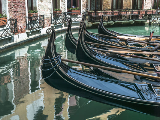 Reflective Canal Waters and Gondolas Wall Mural