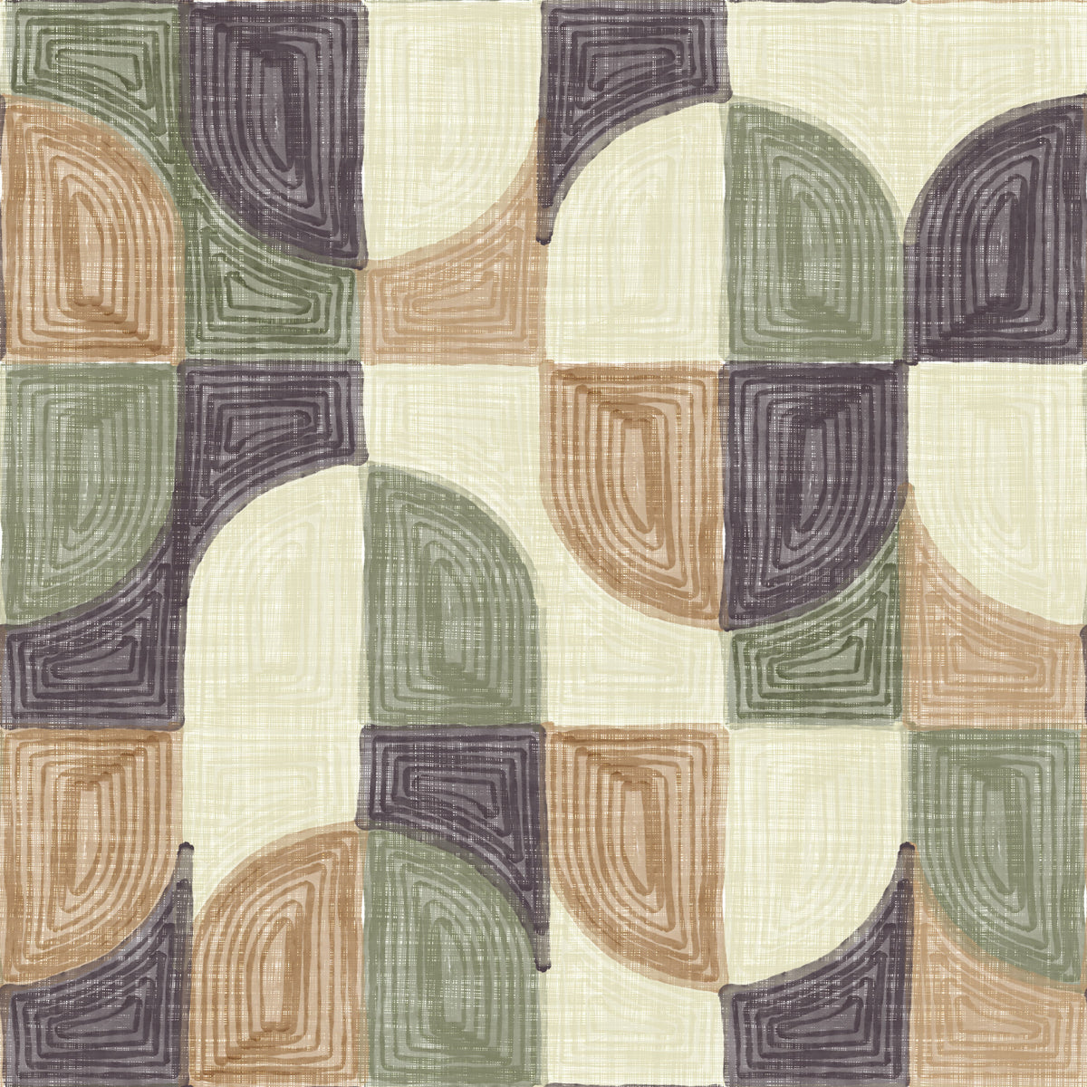 Bold Textured Hand Painted Geometries Curated Harmony Tones Wallpaper⁠ in your room