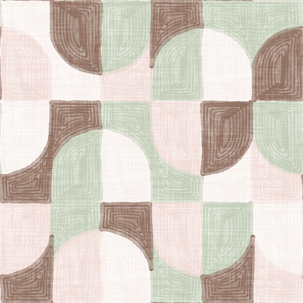 Bold Textured Hand Painted Geometries Grandmillennial Delight Soft Wallpaper⁠ in your room