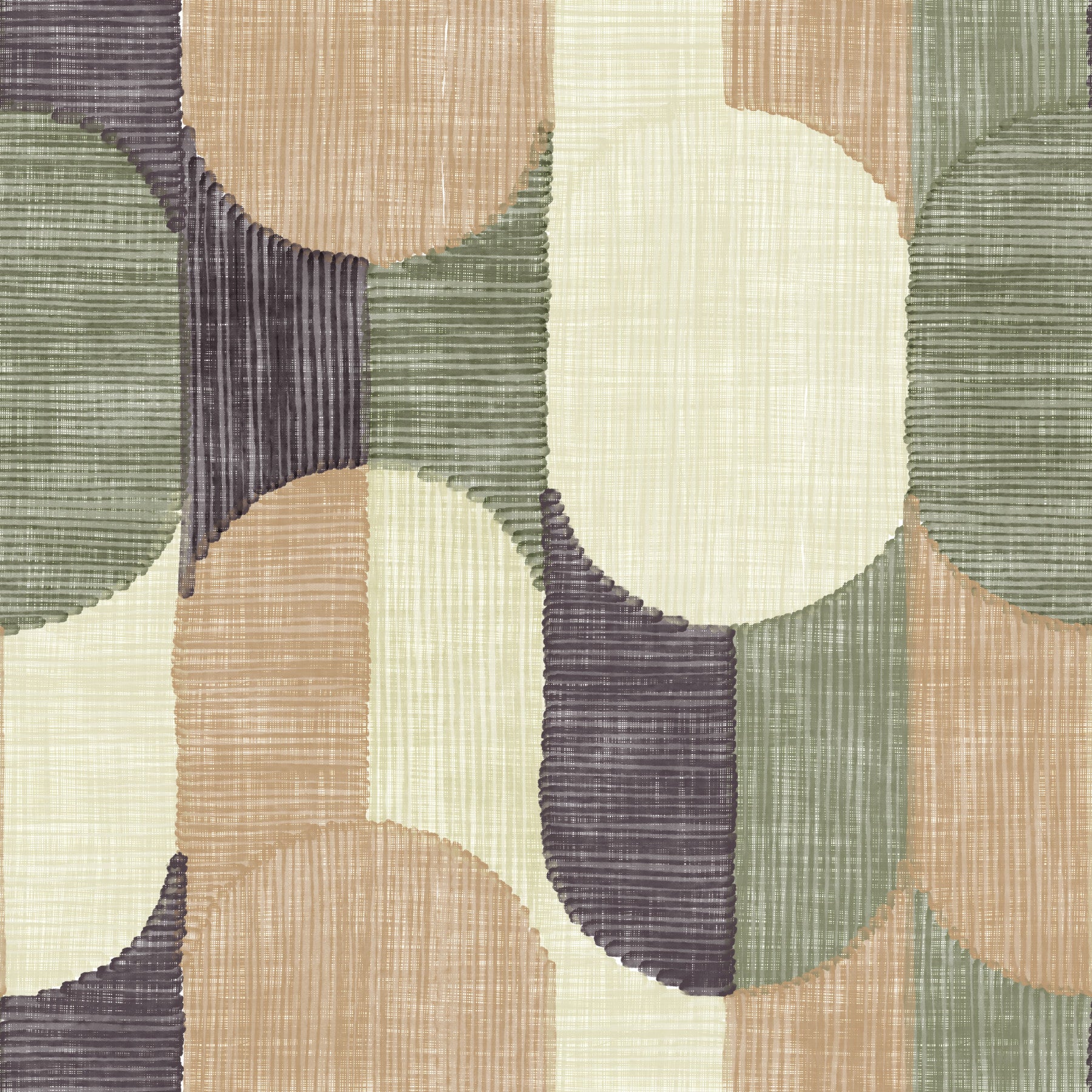 Mid Century Textured Hand Painted Geometries Curated Harmony Tones Wallpaper⁠
