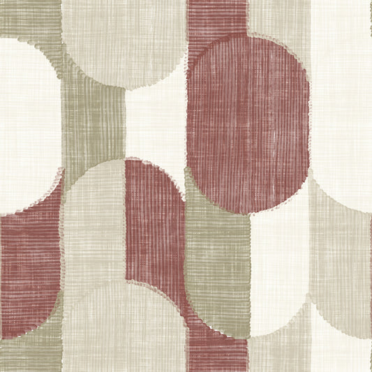 Mid Century Textured Hand Painted Geometries Rustic Farmhouse Earthy Tones Wallpaper⁠