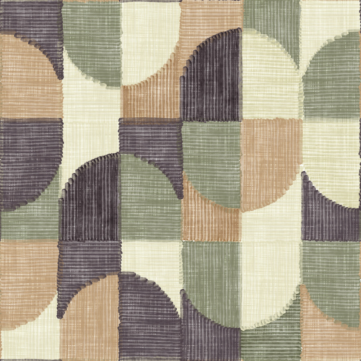 Tiled Textured Hand Painted Geometries Curated Harmony Tones Wallpaper⁠ in your room