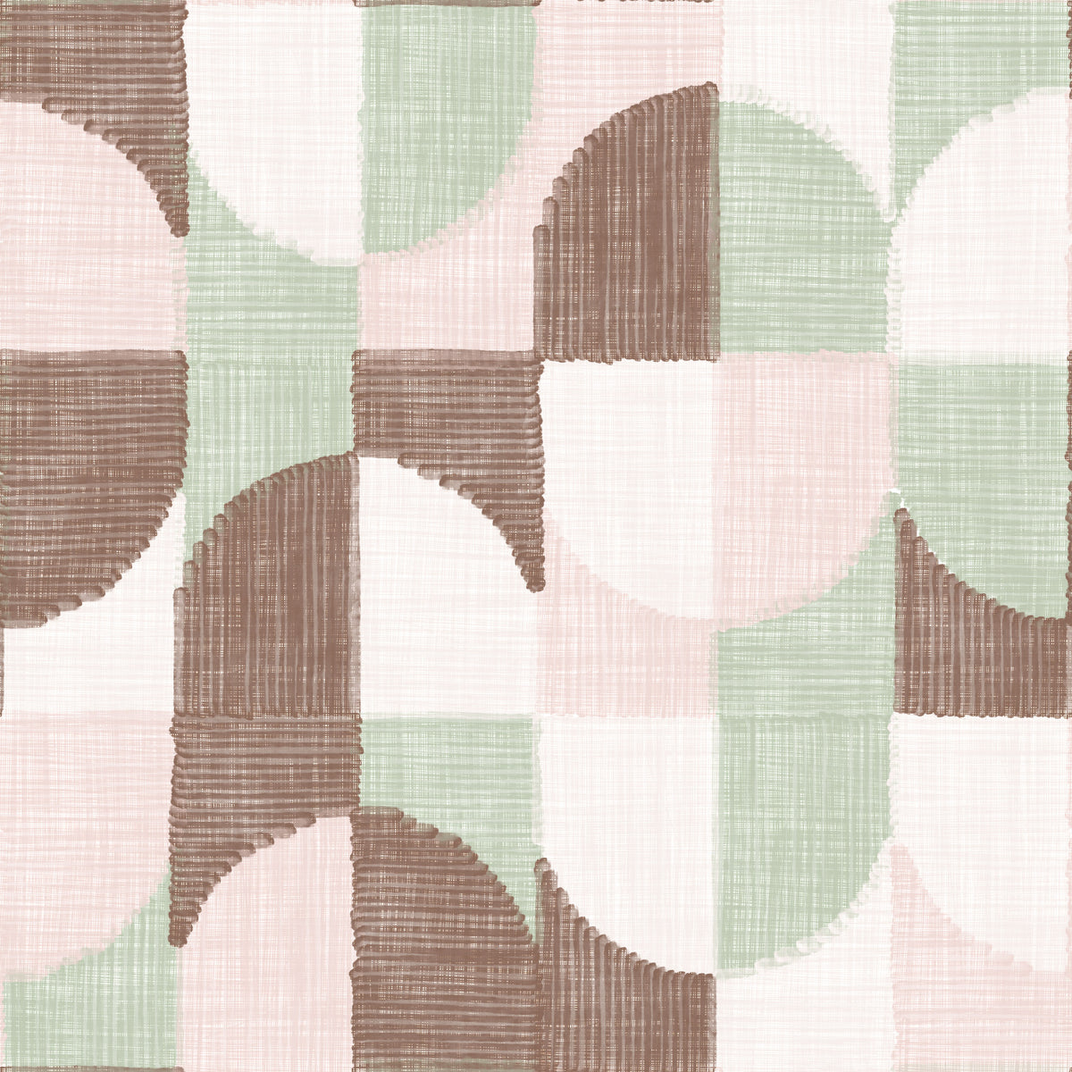 Tiled Textured Hand Painted Geometries Grandmillennial Delight Soft Wallpaper⁠ in your room — zoomed