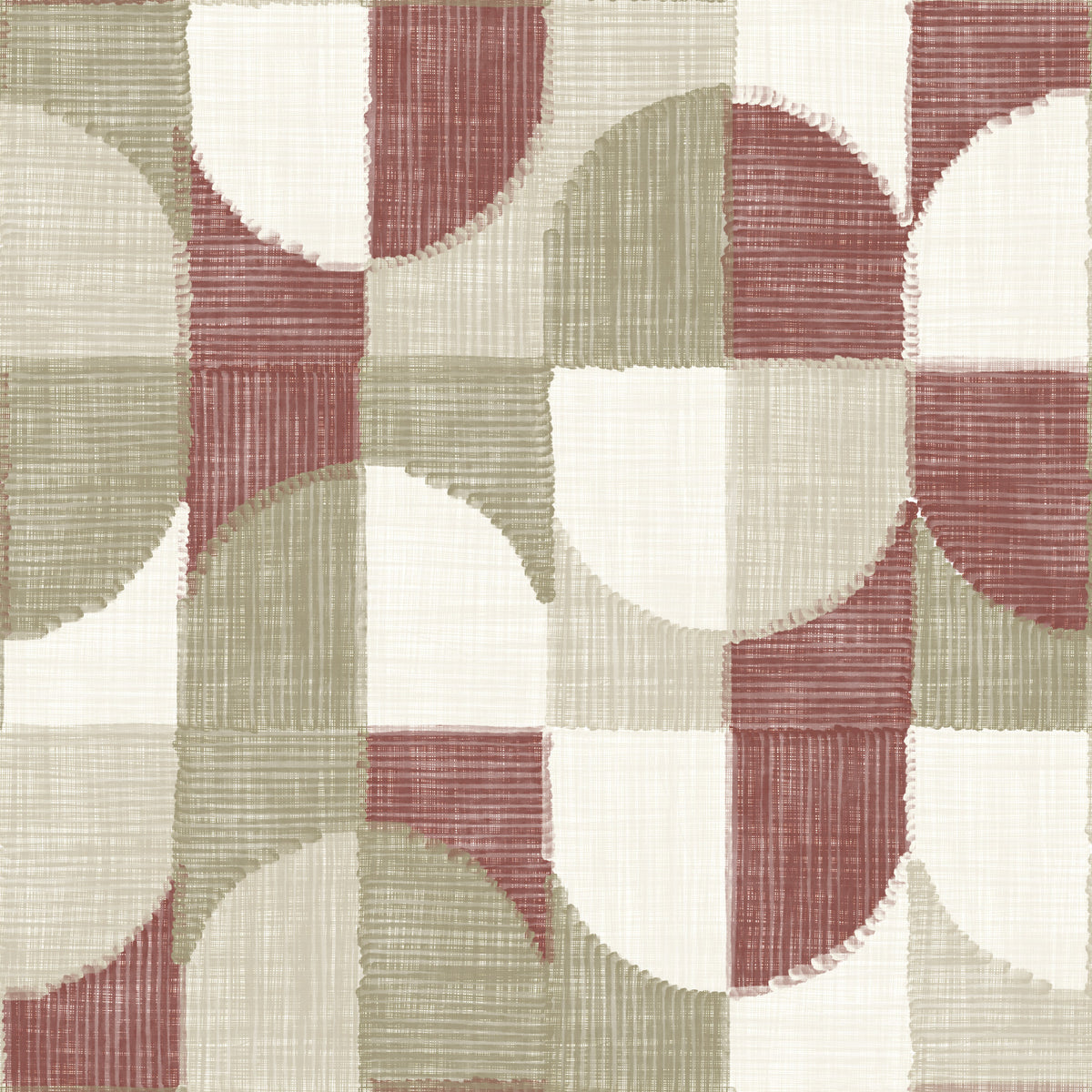 Tiled Textured Hand Painted Geometries Rustic Farmhouse Earthy Tones Wallpaper⁠ in your room — zoomed