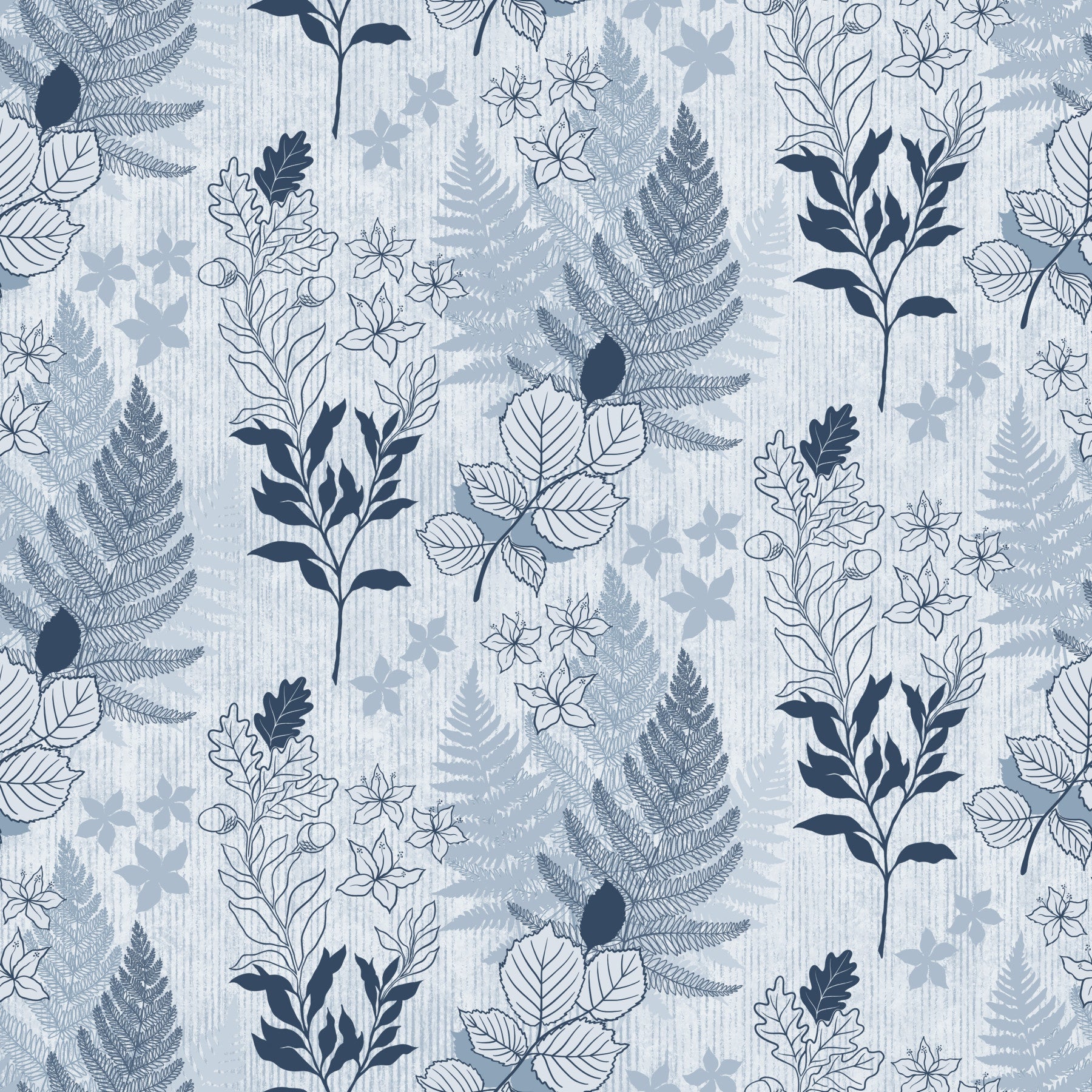 Alpine Botanical Silhouettes - Blue Wallpaper⁠