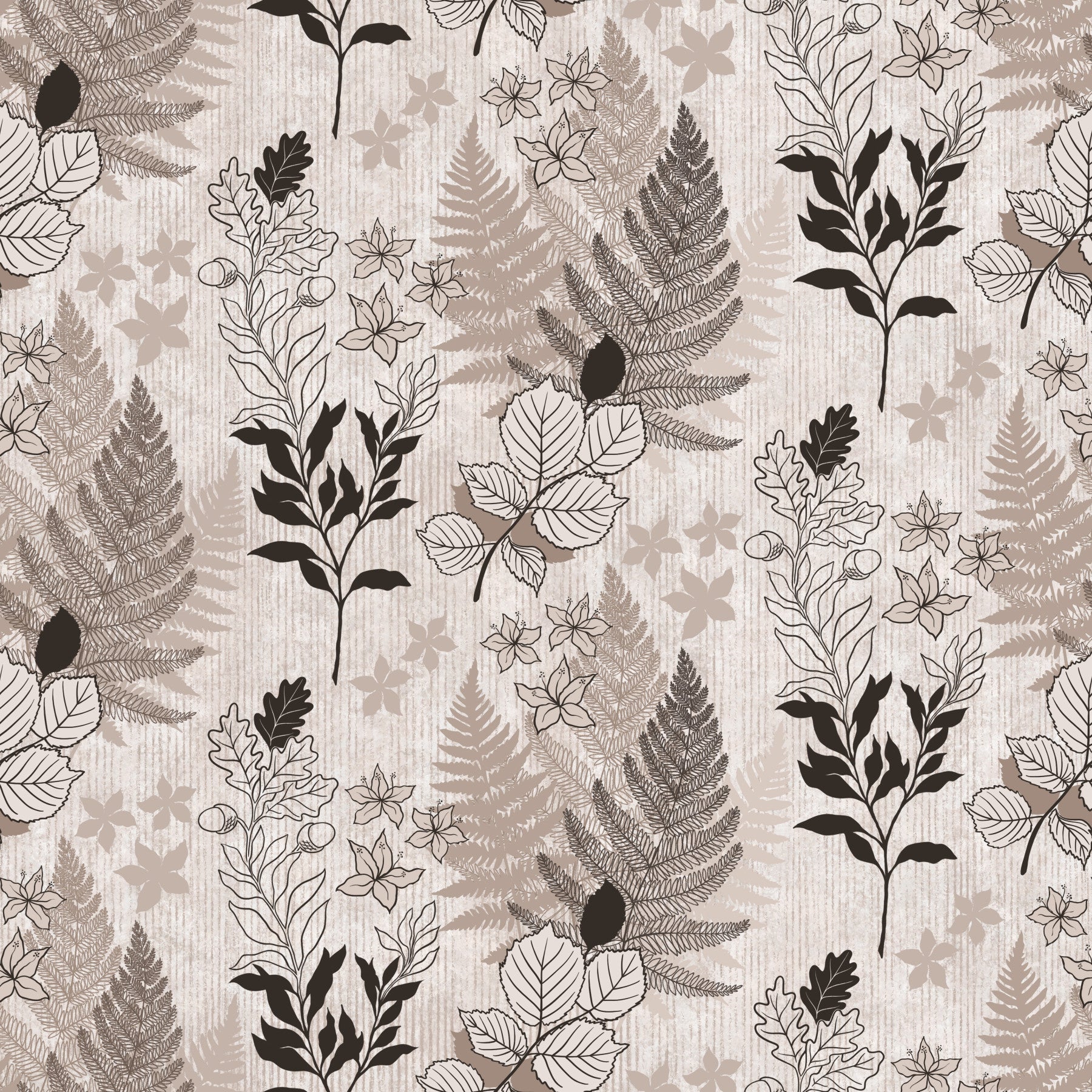 Alpine Botanical Silhouettes - Brown Wallpaper⁠
