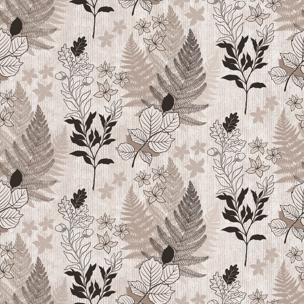 Alpine Botanical Silhouettes - Brown Wallpaper⁠ in your room — zoomed