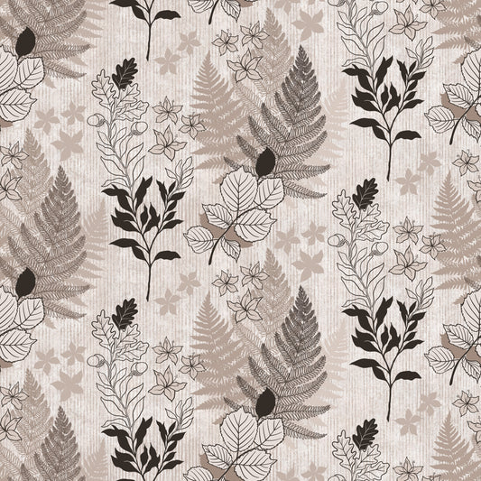 Alpine Botanical Silhouettes - Brown Wallpaper⁠