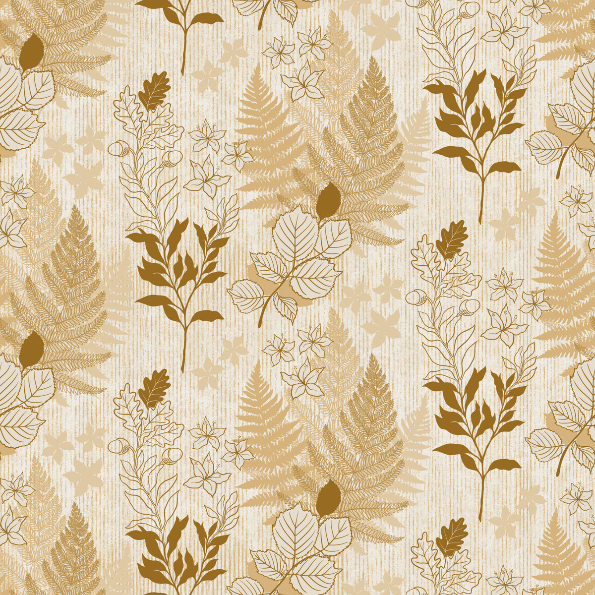 Alpine Botanical Silhouettes - Gold Wallpaper⁠ in your room
