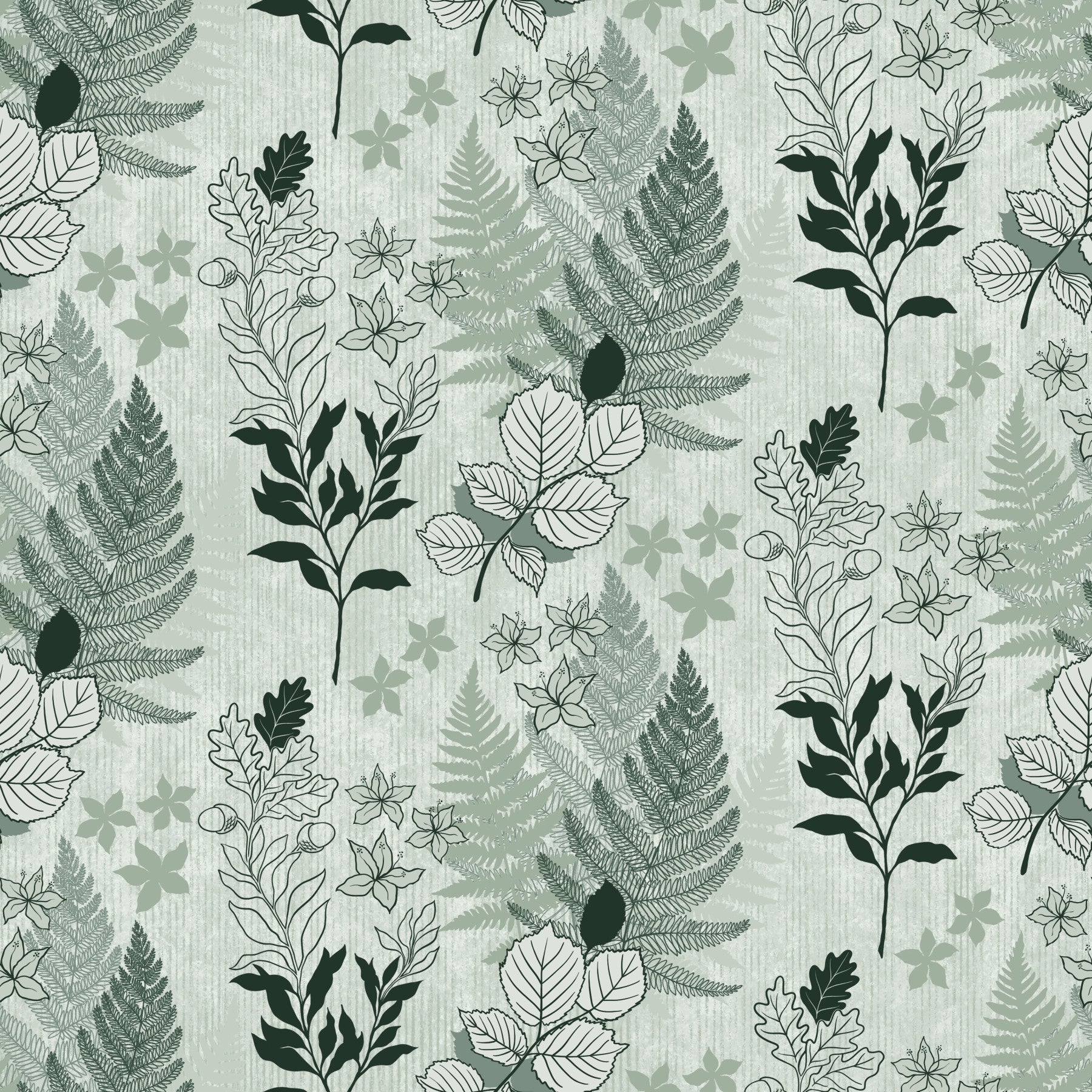 Alpine Botanical Silhouettes - Green Wallpaper⁠