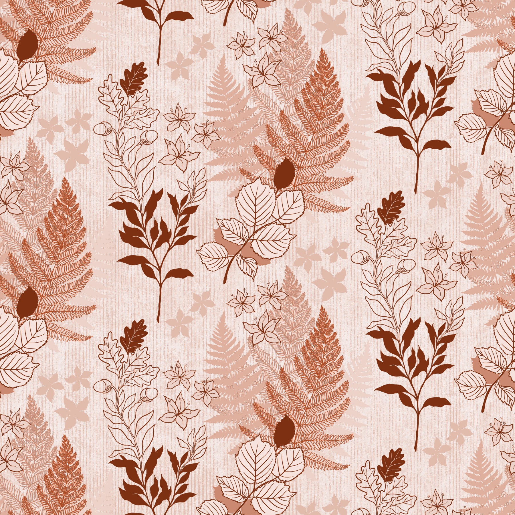 Alpine Botanical Silhouettes - Rusty Red Wallpaper⁠