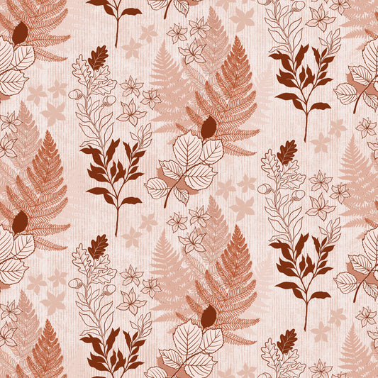 Alpine Botanical Silhouettes - Rusty Red Wallpaper⁠