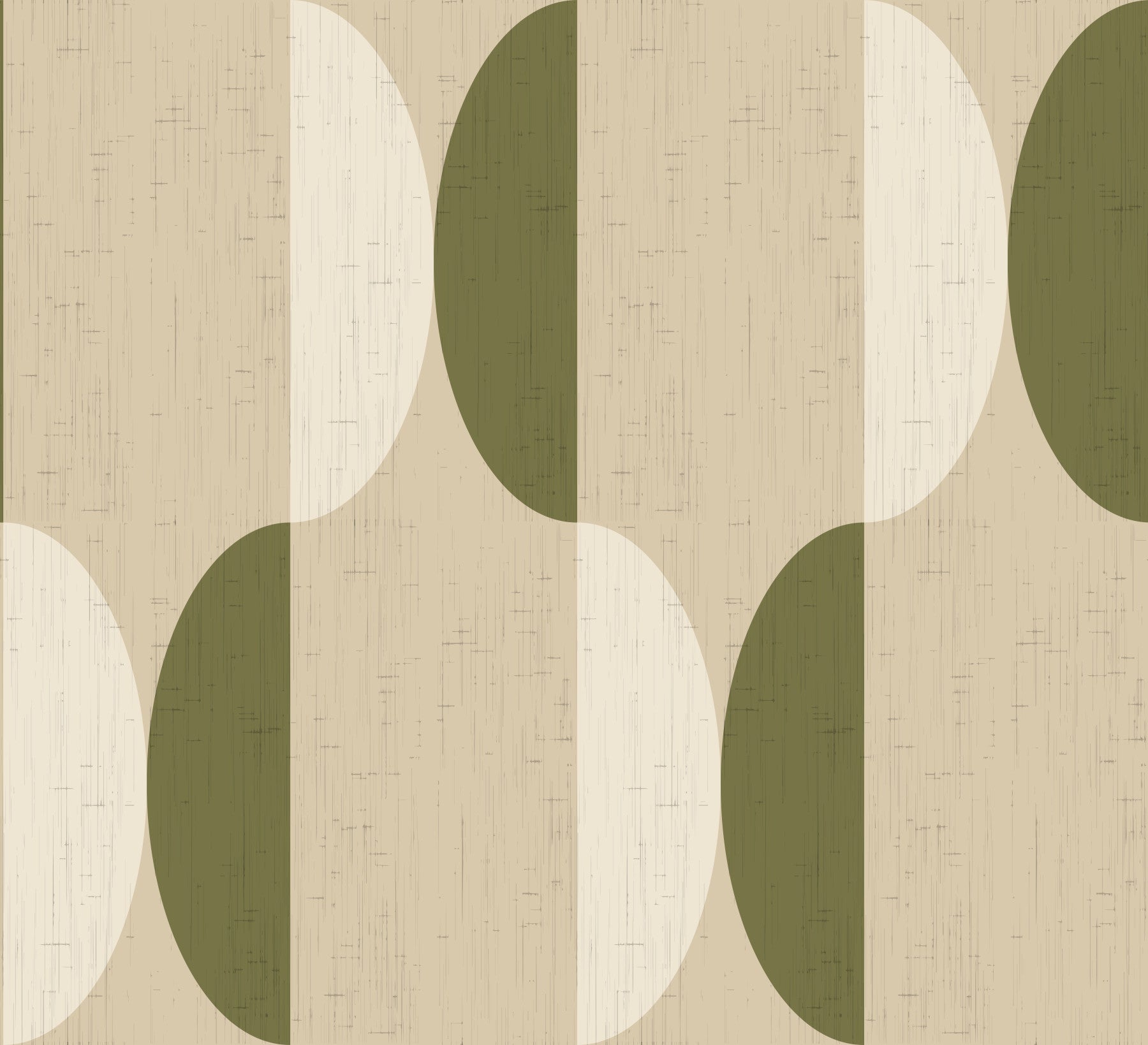 Mid Century Oval Wallpaper Cream Olive Wallpaper⁠