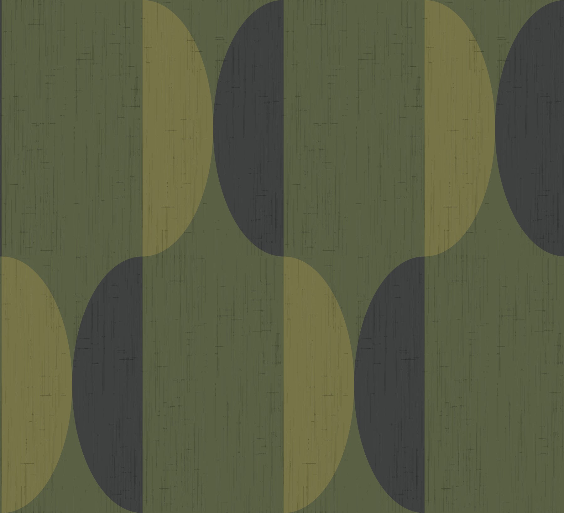 Mid Century Oval Wallpaper Olive Moss Wallpaper⁠