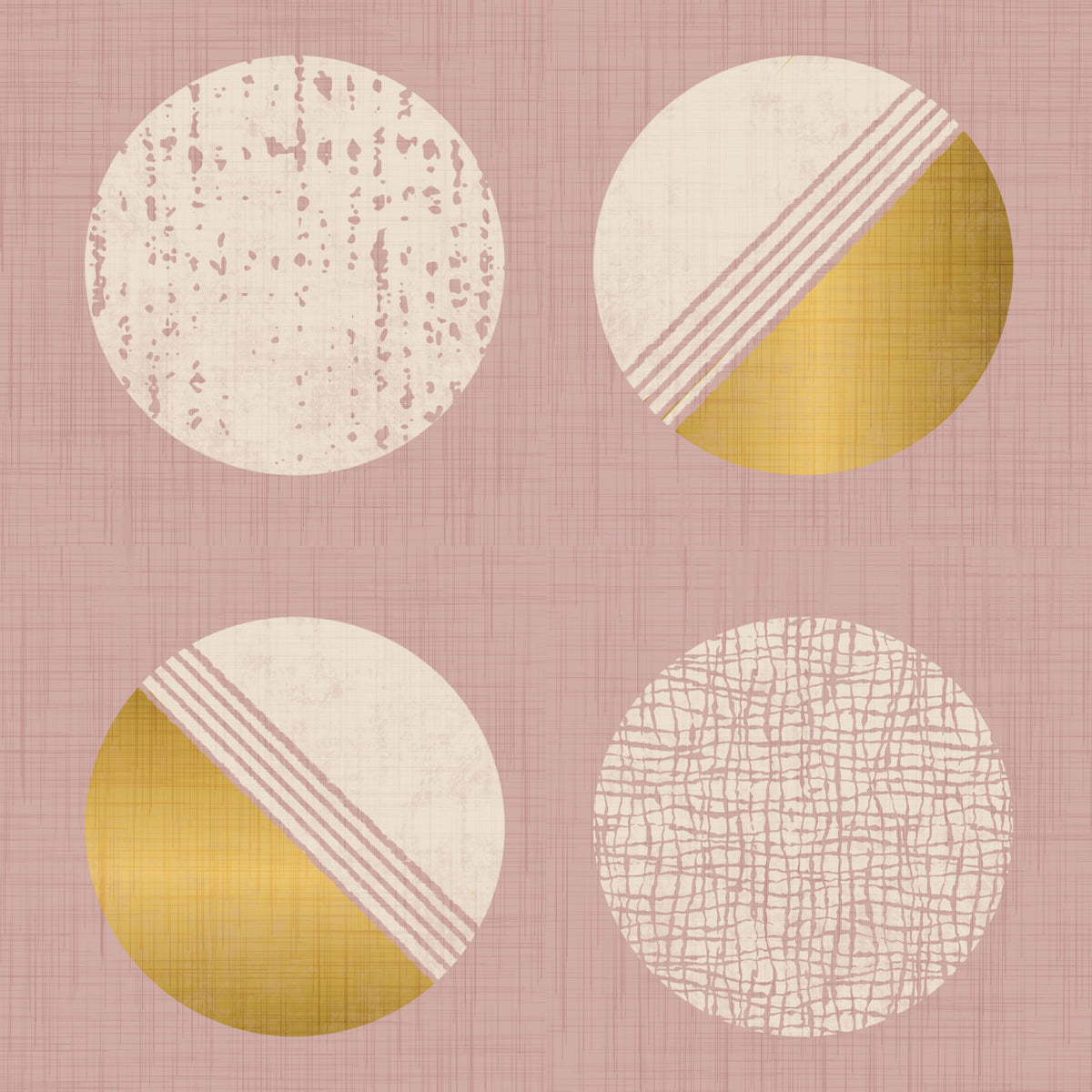 Blush Pink Mustard Circles Wallpaper Mid Century Wallpaper⁠ in your room — zoomed